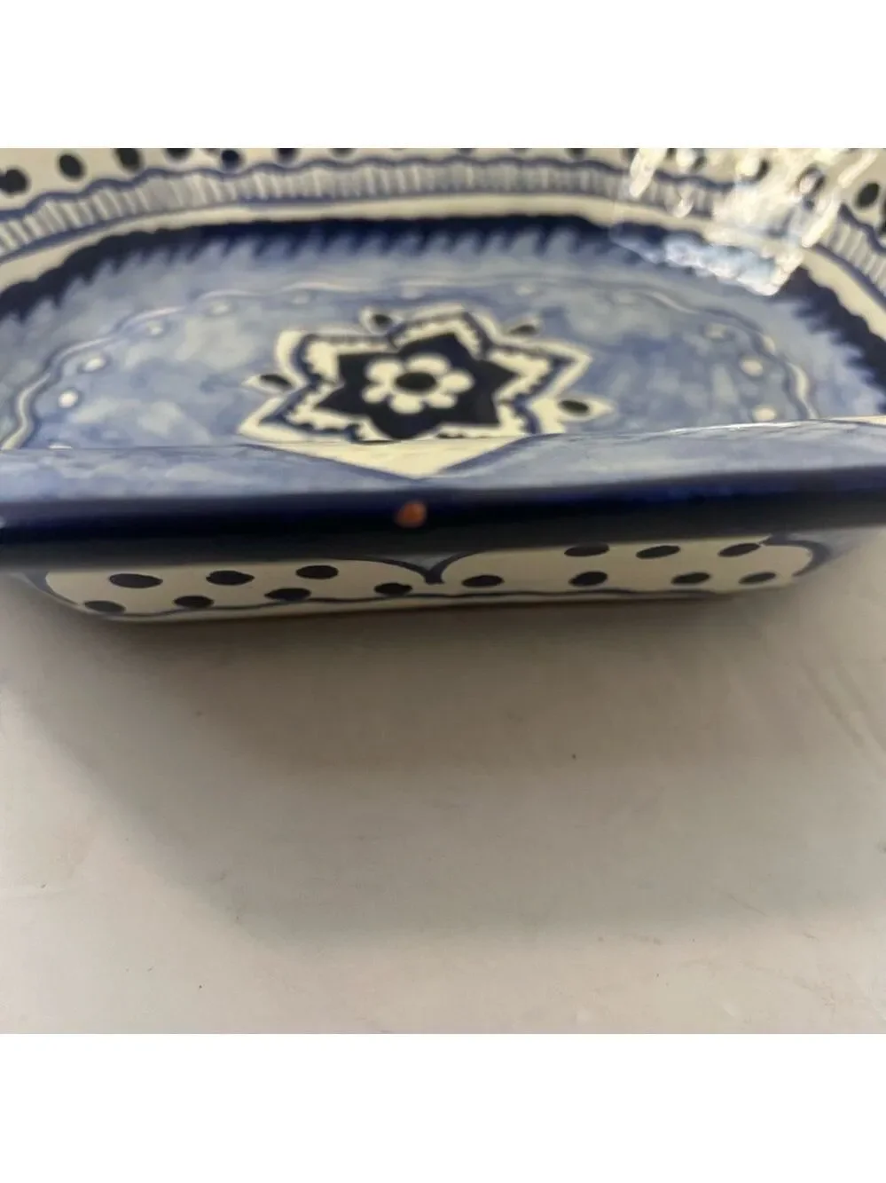 VTG Talavera Mexican Pottery Serving Dish Centerpiece Handpainted Floral Signed